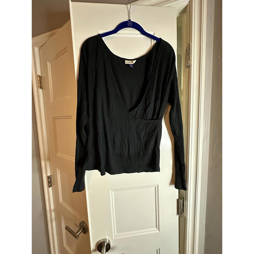 Universal Thread Wrap Top Long Sleeve Black Size XXL